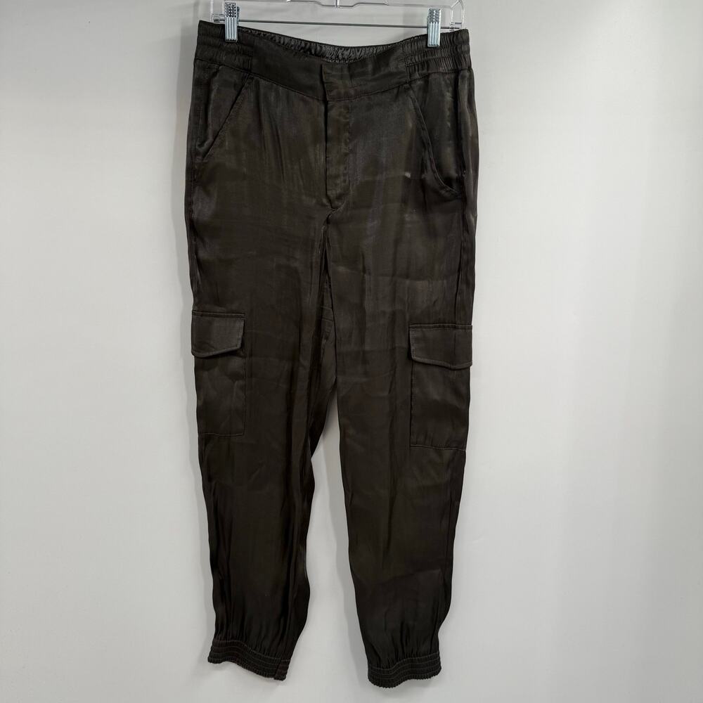 Anthropologie Metallic Shimmer Cargo Jogger Pants Womens Medium Brown High Waist